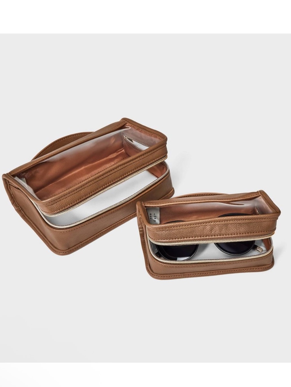 2 Travel Pouch - a New Day™ Brown: Top Handle Handbag, Solid Pattern, PVC & Mate